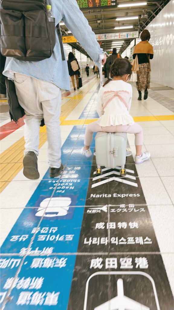 キッズトラベルmini乗車中、親が移動させてる。